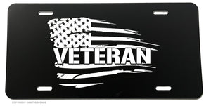 Veteran USA American Flag Grunge Style V01 License Plate Cover - OwnTheAvenue