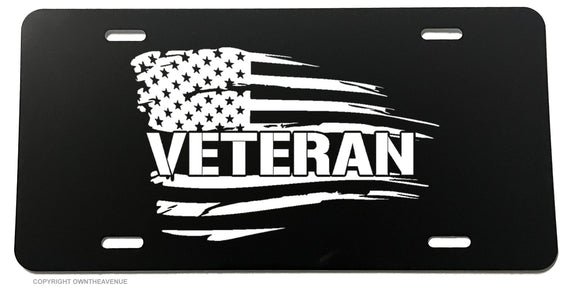 Veteran USA American Flag Grunge Style V01 License Plate Cover - OwnTheAvenue