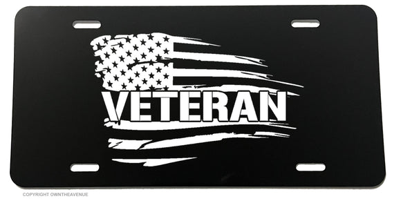 Veteran USA American Flag Grunge Style V01 License Plate Cover