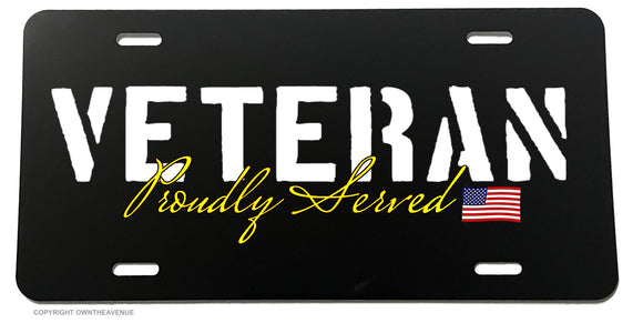 Veteran Proudly Served USA American Flag License Plate Cover - OwnTheAvenue