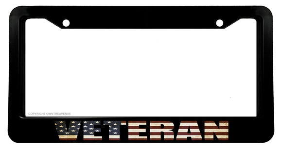 Veteran USA American Flag Grunge Style V02 License Plate Frame - OwnTheAvenue