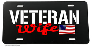 Veteran Wife USA American Flag Military Army License Plate Cover - OwnTheAvenue