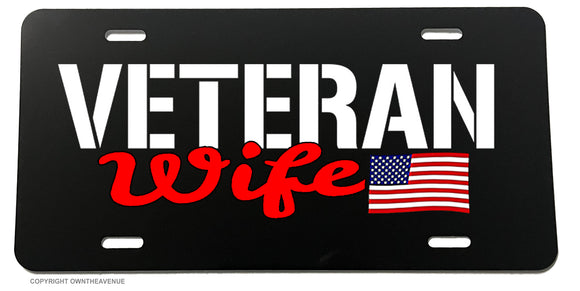 Veteran Wife USA American Flag Military Army License Plate Cover - OwnTheAvenue