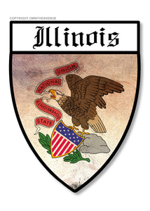 Illinois Flag Badge Logo Vintage Style Car Truck Vinyl Sticker Decal 3.5" - OwnTheAvenue