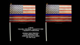 x2 USA American Flags Blue Colored Line Support Police Grunge Style 8.1" Inches