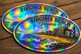 x2 Virginia Beach Souvenir Car Truck Bumper Holographic Sticker Decals 4"