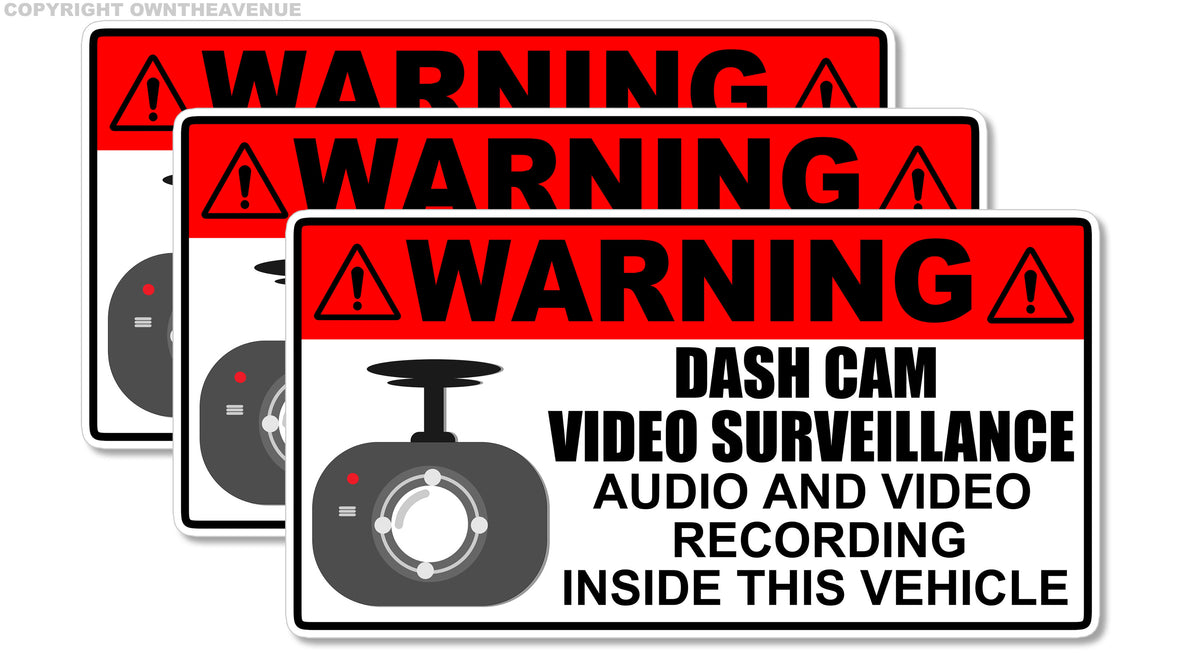 x3 Notice Dash Cam security warning alarm vehicle vinyl sticker decal 3 ...