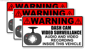 x3 Notice Dash Cam security warning alarm vehicle vinyl sticker decal 3.5"