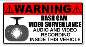 Notice Dash Cam security warning alarm vehicle vinyl sticker decal 3.5"