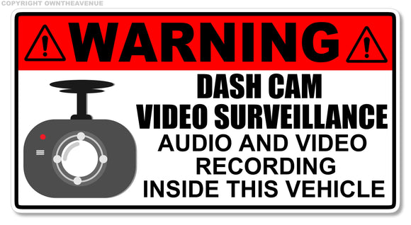 Notice Dash Cam security warning alarm vehicle vinyl sticker decal 3.5