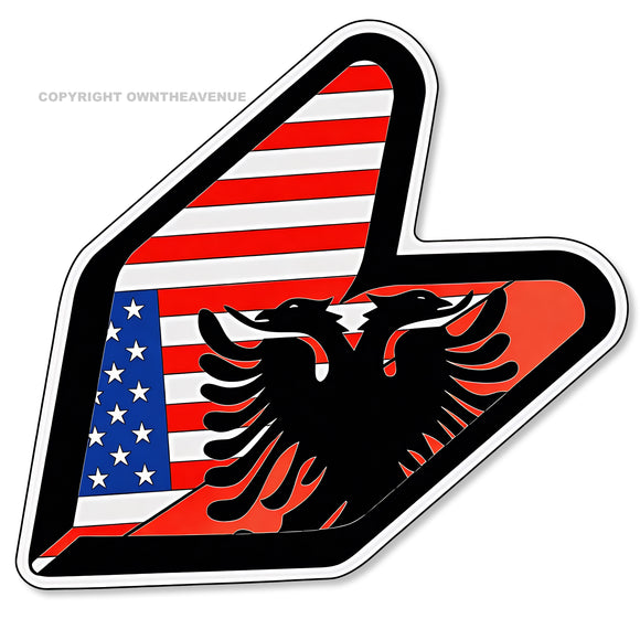 Wakaba Leaf USA American Albania Flag JDM Racing Drifting Vinyl Sticker Decal 3.75