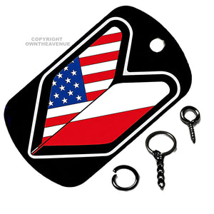 Wakaba Leaf USA American Austria Flag JDM Racing Drift Keychain Necklace Tag - OwnTheAvenue