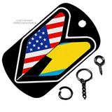 Wakaba Leaf USA American Bahamas Flag JDM Racing Drift Keychain Necklace Tag - OwnTheAvenue