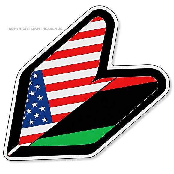 Wakaba Leaf USA American Africa Flag JDM Racing Drifting Vinyl Sticker Decal 4