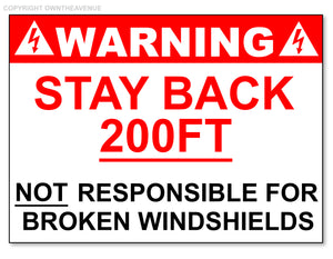 Warning Stay Back 200ft Truck Safety 18 Wheeler Vinyl Sticker Decal 10"