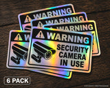 x6 Warning Video Surveillance Alarm Security Camera Holographic Sticker Decals