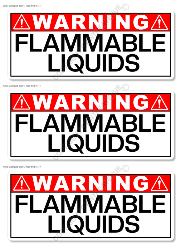 3Pcs Warning Danger Flammable Liquids Safety Sign Vinyl Sticker Decal 4
