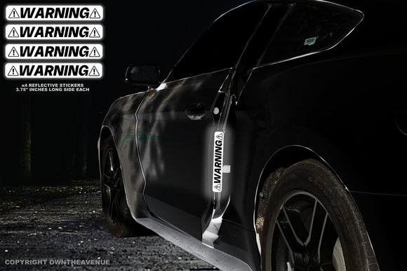 4Pcs Reflective Open Warning Stickers For Car Door Safety Visibility