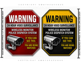 2Pcs Warning 24 Hour Video Surveillance Security Vinyl Stickers Decals 4.5" Inches Each - OwnTheAvenue