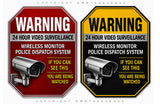 2Pcs Warning 24 Hour Video Surveillance Security Vinyl Stickers Decals 4.5" Inches Each - OwnTheAvenue