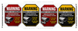 4Pcs Warning 24 Hour Video Surveillance Security Vinyl Stickers Decals 3" Inches Each - OwnTheAvenue
