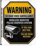 7" Inches - Warning 24 Hour Video Surveillance Security Vinyl Stickers Decals Model V01 - OwnTheAvenue