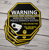 Warning 24 Hour Video Surveillance Security Sticker Red Decal 4 Pack