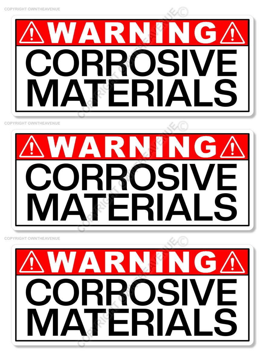 3Pcs Warning Danger Corrosive Materials Safety Sign Vinyl Sticker Deca