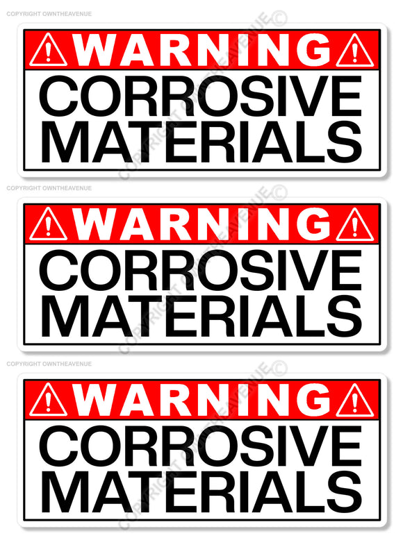 3Pcs Warning Danger Corrosive Materials Safety Sign Vinyl Sticker Decal 4