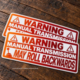 x2 Warning Manual Transmission Bumper Sticker Synth Wave Style - Decal Stick Shift Car JDM Funny 5" - OwnTheAvenue