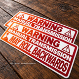 x2 Warning Manual Transmission Bumper Sticker Synth Wave Style - Decal Stick Shift Car JDM Funny 5" - OwnTheAvenue