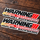Warning Manual Transmission Bumper White Sticker Decal Stick Shift Car JDM 7" - OwnTheAvenue