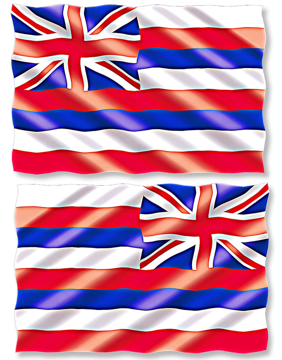 x2 Hawaii HI State Flag Wavy Car Truck Window Bumper Laptop Sticker Decal 4
