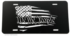 We The People USA America American Flag Grunge License Plate Cover
