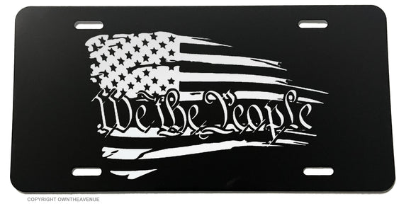 We The People USA America American Flag Grunge License Plate Cover - OwnTheAvenue