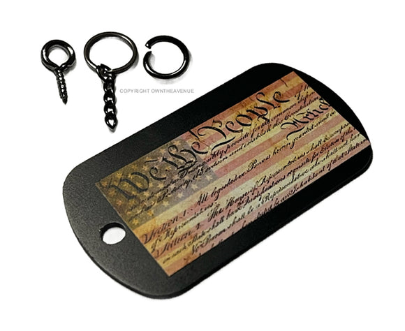 We The People American Flag Tattered Vintage Style Keychain Necklace Tag - OwnTheAvenue