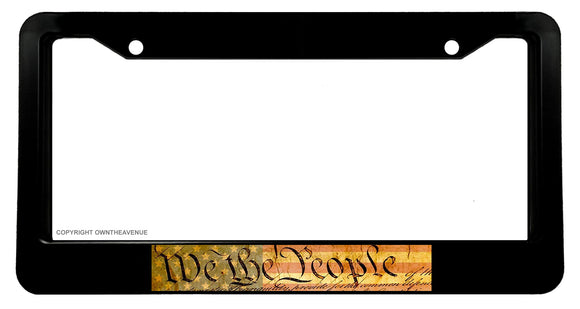 We The People Patriotic Distressed Grunge American Flag License Plate Frame V09 - OwnTheAvenue