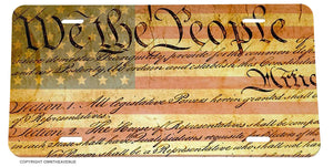 We The People Patriotic Distressed Grunge American Flag License Plate Cover V07 - OwnTheAvenue