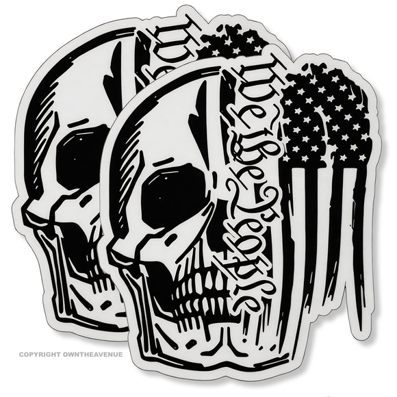 x2 We The People USA American Distressed Flag Skull Vinyl Sticker Decals 4