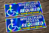 x2 Handicap Wheelchair Access Vehicle Disabled Parking Holographic Decal Stickers