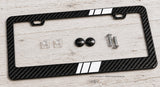 White Sport Stripe Racing Style Carbon Fiber License Plate Frame