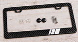 White Sport Stripe Model V001 Carbon Fiber License Plate Frame - OwnTheAvenue