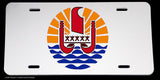 French Polynesia Coat of Arms Flag Tahiti Auto Metal White License Plate - OwnTheAvenue