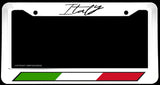 Italy Flag Sport Stripe Racing Euro Carbon Vinyl Print White License Plate Frame - OwnTheAvenue