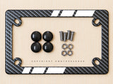White Sport Racing Stripe Carbon Fiber Motorcycle License Plate Frame - OwnTheAvenue