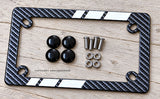 White Sport Racing Stripe Carbon Fiber Motorcycle License Plate Frame - OwnTheAvenue