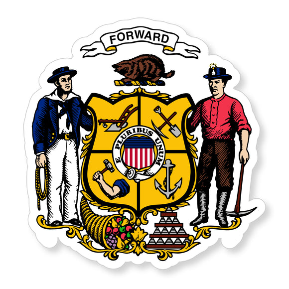 Wisconsin Coat of Arms Vinyl Sticker Decal 4