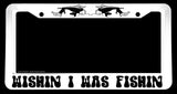 Wishin' I Was Fishin' Funny Joke Humor Fishing White License Plate Frame - OwnTheAvenue