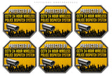 6 Pack - Warning Protected by CCTV Sticker 24 Hour Surveillance Camera Decals Model V01 - 3" Inches Long Each - OwnTheAvenue