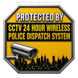 2 Pack - Warning Protected by CCTV Sticker 24 Hour Surveillance Camera Decals Model V01 - 4.5" Inches Long Each - OwnTheAvenue